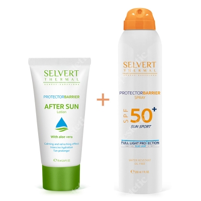 Selvert Thermal Protector Barrier Spray SPF 50+ Sun Sport + After Sun Lotion ZESTAW Spray z barierą ochronną SPF50+ 200 ml + Balsam po opalaniu 75 ml