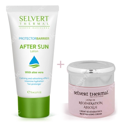Selvert Thermal Regenerating Cream With Snail Protein Extract + After Sun Lotion ZESTAW Krem regenerujący z wyciągiem z białka ślimaka 50 ml + Balsam po opalaniu 75 ml