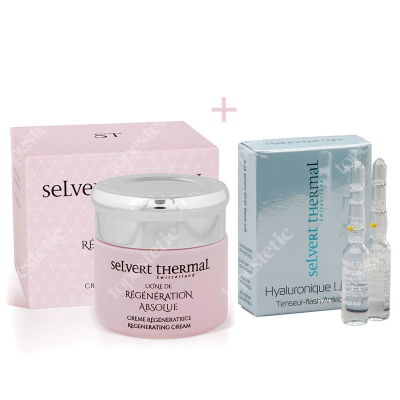 Selvert Thermal Regenerating Cream With Snail Protein Extract + Hialuronique Flash ZESTAW Krem z wyciągiem z białka ślimaka 50 ml + Ampułki hialuronowe 2x1,5 ml