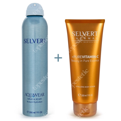 Selvert Thermal Vitalizing Body Scrub + Spray & Ready ZESTAW Witalizujący piling do ciała w tubie 200 ml + Spray do ciała 