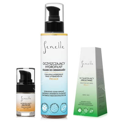 Senelle Beauty Face ZESTAW  Olejek do demakijażu 150 ml + Wygładzający krem do twarzy 50 ml + Korygujący krem pod oczy 15 ml