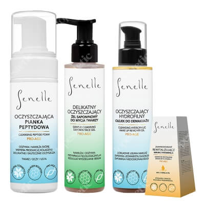 Senelle Clean And Firm Routine ZESTAW Żel 150 ml + Serum 30 ml + Olejek do demakijażu 150 ml + Pianka peptydowa 150 ml