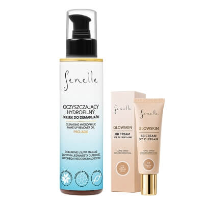 Senelle Glow Skin BB And Clean ZESTAW Krem BB SPF 50 (kolor 02 Medium Beige) 30 ml + Oczyszczający olejek 150 ml