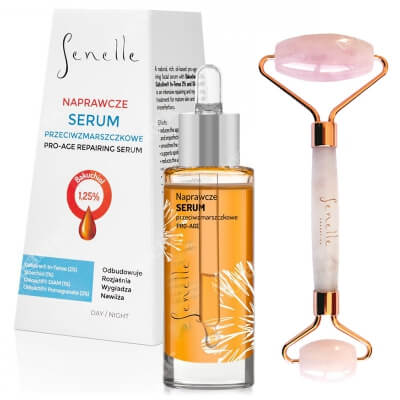 Senelle Pro - Age ZESTAW Naprawcze serum przeciwzmarszczkowe 30 ml + Masażer do twarzy i ciała z kwarcu różowego 1 szt.