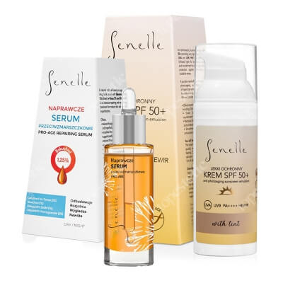 Senelle Repairing And Photoaging Set ZESTAW Naprawcze serum przeciwzmarszczkowe 30 ml + Lekki ochronny krem SPF 50+ z pigmentem UVA UVB PA++++ HEV/IR 50 ml