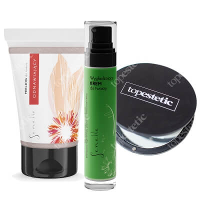 Senelle Wygładzający krem do twarzy + Peeling do twarzy + Lusterko ZESTAW Krem 50 ml + Peeling 100 ml + Okrągłe lusterko kieszonkowe 1 szt