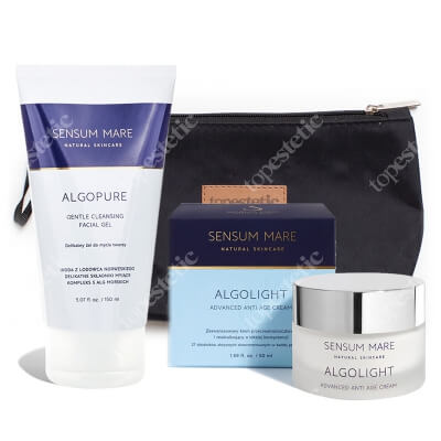 Sensum Mare Algolight Advanced Anti Age Cream + AlgoPure Gentle Cleansing Facial Gel ZESTAW Krem 50 ml + Żel do twarzy 150 ml + Kosmetyczka
