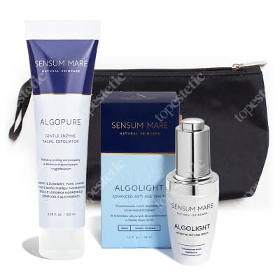 Sensum Mare AlgoLight Advanced Anti Age Serum + AlgoPure Gentle Enzyme Facial Exfoliator ZESTAW Serum 35 ml + Peeling enzymatyczny 100 ml + Kosmetyczka