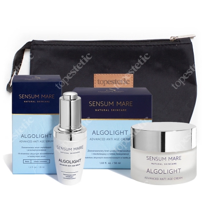 Sensum Mare AlgoLight Set ZESTAW Krem przeciwzmarszczkowy o lekkiej konsystencji 50 ml + Serum przeciwzmarszczkowe 35 ml + Kosmetyczka