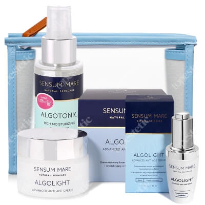 Sensum Mare AlgoLight Set ZESTAW Tonik do twarzy 100 ml + Serum 35 ml + Krem 50 ml + Kosmetyczka 1 szt