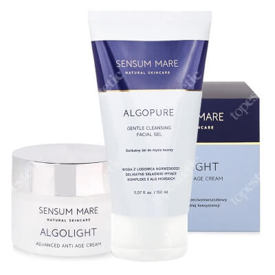 Sensum Mare AlgoPure Facial Gel + Algolight Cream ZESTAW Żel do mycia twarzy 150 ml + Krem rewitalizujący i przeciwzmarszczkowy o lekkiej konsystencji 50 ml