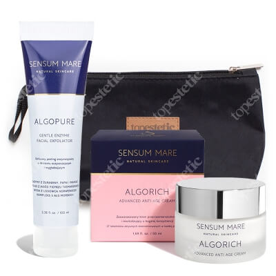 Sensum Mare Algorich Advanced Anti Age Cream + AlgoPure Gentle Enzyme Facial Exfoliator ZESTAW Krem 50 ml + Peeling 100 ml + Kosmetyczka