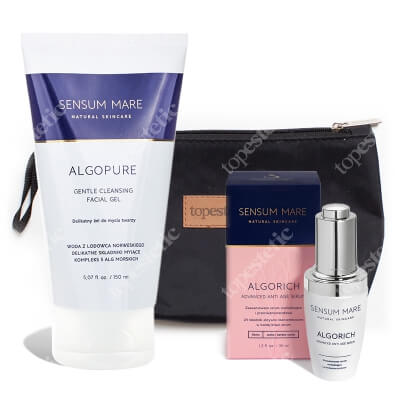 Sensum Mare AlgoRich Advanced Anti Age Serum + AlgoPure Gentle Cleansing Facial Gel ZESTAW Serum 35 ml + Żel do mycia twarzy 150 ml + Kosmetyczka