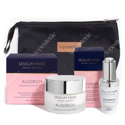 Sensum Mare AlgoRich Set ZESTAW Serum rewitalizujące i przeciwzmarszczkowe 35 ml + Zaawansowany krem rewitalizujący i przeciwzmarszczkowy 50 ml + Kosmetyczka