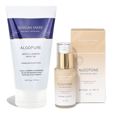 Sensum Mare AlgoTone + AlgoPure Gentle Cleansing Facial Gel ZESTAW Multi - pielęgnacyjny krem BB (kolor Natural) 30 ml + Żel do mycia twarzy 150 ml