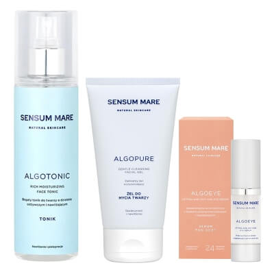 Sensum Mare AlgoTonic + AlgoEye Serum + AlgoPure Facial Gel ZESTAW Tonik 200 ml + ZSerum pod oczy 15 ml + Żel do mycia twarzy 150 ml