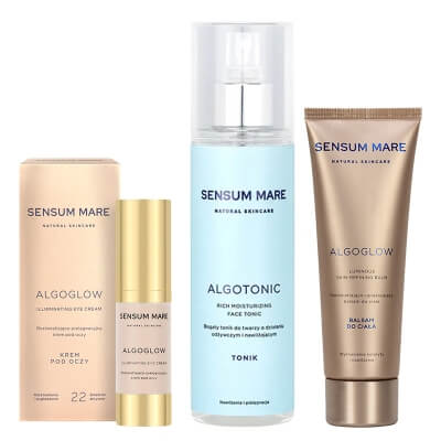 Sensum Mare Luminous Glow Skin ZESTAW Rozświetlający balsam do ciała 125 ml + Tonik 200 ml + Rozświetlający krem pod oczy 15 ml