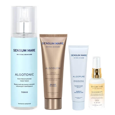 Sensum Mare Ready For Sun ZESTAW Emulsja ochronna UVB UVA HEV/IR 50 ml + Tonik 200 ml + Rozświetlający balsam do ciała 125 ml + Masełko zmywające makijaż i filtry 100 ml