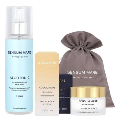 Sensum Mare Sommer Set ZESTAW Tonik 200 ml + Krople ochronne SPF 50 50 ml + Maska nocna 50 ml + Woreczek 1 szt GRATIS