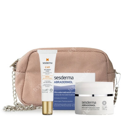 Sesderma Abradermol + C-VIT Eye Contour Cream + Kosmetyczka ZESTAW Krem mikrodermabrazja 50 g + Krem pod oczy 15 ml + Beżowa błyszcząca 1 szt