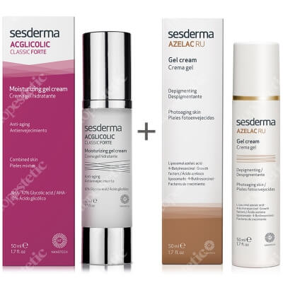 Sesderma Acglicolic Classic Forte + Azelac RU Gel Cream ZESTAW Krem-żel nawilżający 50 ml + Krem-Żel depigmentujący 50 ml