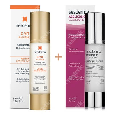 Sesderma Acglicolic Classic Forte + C-VIT Radiance ZESTAW Krem-Żel nawilżający 50 ml + Krem rozświetlający 50 ml