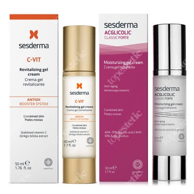 Sesderma Acglicolic Classic Forte + C Vit Revitalizing Gel Cream ZESTAW Krem-żel nawilżający 50 ml + Krem żel 50 ml