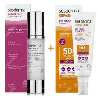 Sesderma Acglicolic Classic Forte + Repaskin Dry Touch SPF 50 ZESTAW Krem-żel nawilżający 50 ml + Krem ochronny SPF50 50 ml
