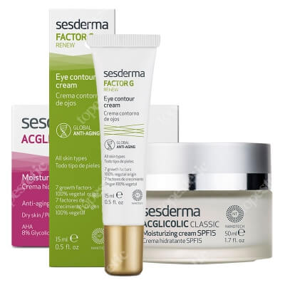 Sesderma Acglicolic Classic SPF15 + Eye Contour Gel Factor G ZESTAW Krem nawilżający 50 ml + Krem pod oczy 15 ml