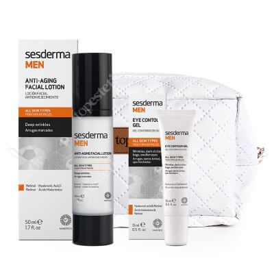 Sesderma Anti Aging Facial Lotion + Eye Contour Gel ZESTAW Przeciwzmarszczkowy krem do twarzy 50 ml + Krem pod oczy 15 ml + Biała, pikowana