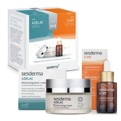 Sesderma Azelac + C-VIT Liposomal Serum ZESTAW Krem nawilżający do twarzy 50 ml + Serum liposomowe 30 ml Kartonik