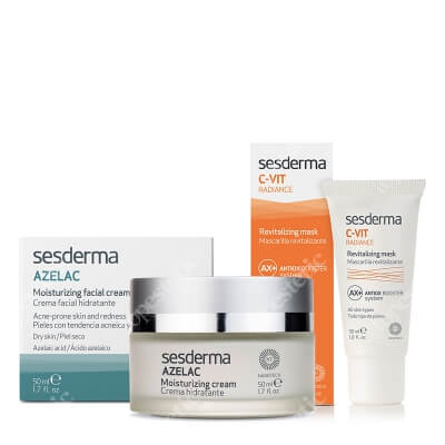 Sesderma Azelac + C-VIT Radiance ZESTAW Krem nawilżający do twarzy 50 ml + Rewitalizująca maska 30 ml