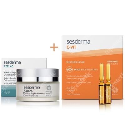 Sesderma Azelac Cream + C-VIT Intensive Serum ZESTAW Krem nawilżający do twarzy 50 ml + Intensywne Serum 12% Ampułki 5 x 2 ml