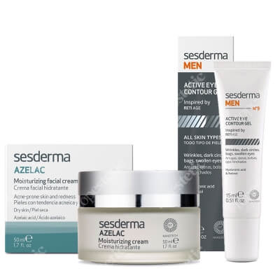 Sesderma Azelac + MEN N9 Active Eye Contour Gel ZESTAW Krem nawilżający do twarzy 50 ml + Żel pod oczy dla mężczyzn 15 ml