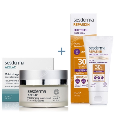 Sesderma Azelac + Repaskin Silk Touch SPF 30 ZESTAW Krem nawilżający do twarzy 50 ml + Wysoka ochrona przeciwsłoneczna SPF 30 50 ml