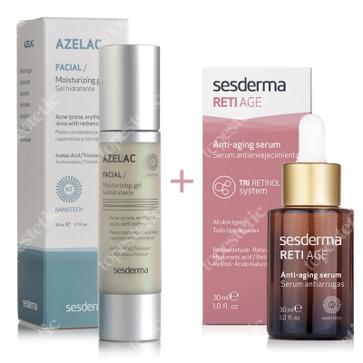 Sesderma Azelac Gel + Reti Age Serum ZESTAW Żel nawilżający do twarzy 50 ml + Serum przeciwzmarszczkowe 30 ml