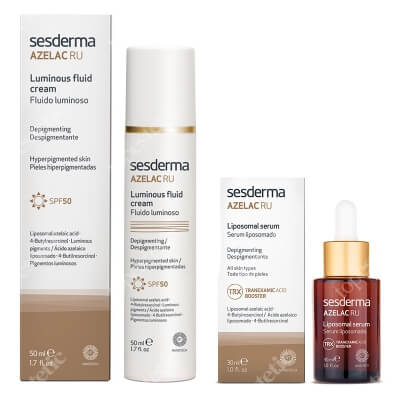 Sesderma Azelac RU + Azelac RU Luminous Fluid Cream ZESTAW Serum liposomowe 30 ml + Emulsja rozświetlająca SPF 50 50 ml
