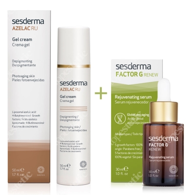 Sesderma Azelac RU Gel Cream + Factor G Rejuvenating Serum ZESTAW Krem-Żel depigmentujący 50 ml + Serum z pęcherzykami lipidowymi 30 ml