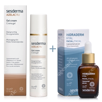 Sesderma Azelac RU Gel Cream + Hidraderm Hyal Serum ZESTAW Krem-Żel depigmentujący 50 ml + Serum liposomowe 30 ml