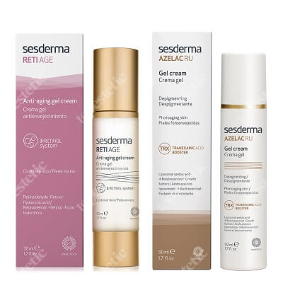 Sesderma Azelac RU Gel Cream + Reti Age Anti-Aging Gel Cream ZESTAW Krem-żel depigmentujący 50 ml + Krem-żel przeciwstarzeniowy 50 ml