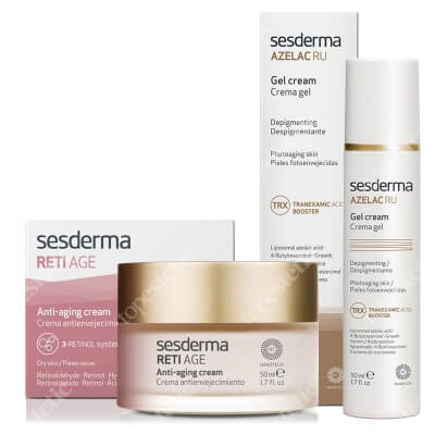 Sesderma Azelac RU Gel Cream + Reti Age Cream Anti Aging ZESTAW Krem-Żel depigmentujący 50 ml + Krem przeciwzmarszczkowy 50 ml