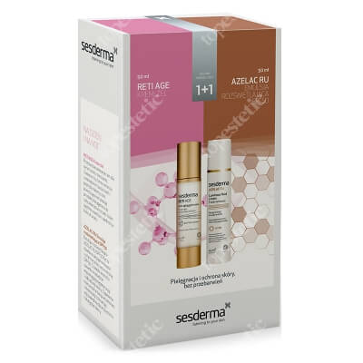 Sesderma Azelac RU Luminous Fluid Cream + Reti Age Anti-Aging Gel Cream ZESTAW Emulsja rozświetlająca SPF 50 50 ml + Krem-żel przeciwstarzeniowy 50 ml Kartonik