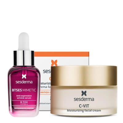 Sesderma BTSeS Mimetic Serum + C-VIT Moisturizing Facial Cream ZESTAW Serum redukujące zmarszczki 30 ml + Krem nawilżający 50 ml