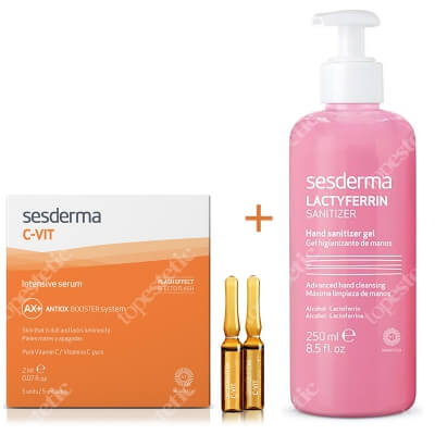 Sesderma C-VIT Intensive Serum + Lactyferrin Hand Sanitizer Gel ZESTAW Intensywne Serum 12% Ampułki 5 x 2 ml + Żel do dezynfekcji rąk 250 ml