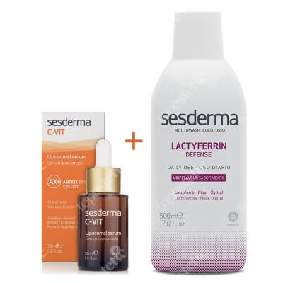Sesderma C-VIT Liposomal Serum + Lactyferrin Mouth Wash ZESTAW Serum liposomowe 30 ml + Płyn do płukania ust 500 ml