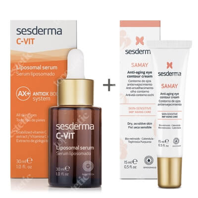 Sesderma C-VIT Liposomal Serum + Samay Anti Aging Eye Contour Cream ZESTAW Serum liposomowe 30 ml + Krem kontur oczu przeciwstarzeniowy 15 ml