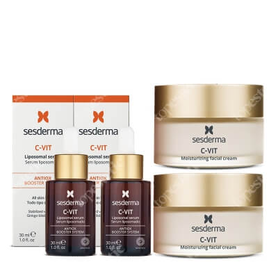 Sesderma C-VIT Moisturizing Facial Cream 2 za 1 + C-VIT Liposomal Serum 2 za 1 ZESTAW Krem nawilżający 50 ml x 2 + Serum liposomowe 30 ml x 2