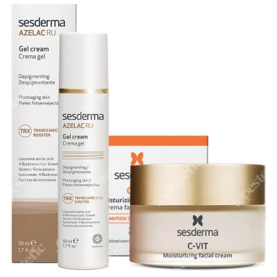 Sesderma C-VIT Moisturizing Facial Cream + Azelac RU Gel Cream ZESTAW Krem nawilżający 50 ml + Krem-Żel depigmentujący 50 ml