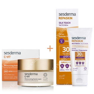 Sesderma C-VIT Moisturizing Facial Cream + Repaskin Silk Touch SPF 30 ZESTAW Krem nawilżający 50 ml + Wysoka ochrona przeciwsłoneczna SPF 30 50 ml