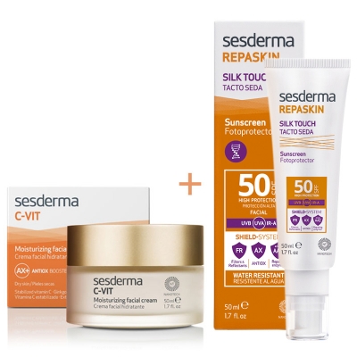 Sesderma C-VIT Moisturizing Facial Cream + Repaskin Silk Touch SPF 50 ZESTAW Krem nawilżający 50 ml + Krem liposomowy SPF 50 50 ml